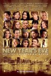 Filmposter van New Year's Eve, goudkleurige poster met een skyline op de achtergrond met daarop 20 foto's van de personages uit deze film.