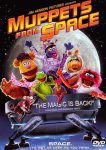 Filmposter van Muppets from space: een groep dierenpoppen kijkt blij in de camera met op de achtergrond de maan.