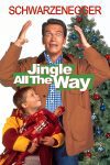 Poster van Jingle All the Way: Arnold Schwarzenegger grijpt met zijn handen naar zijn hoofd terwijl zijn zoon met een Ironmanpop naast hem staat. Op de achtergrond een kerstboom. Een van de twee slechte films.