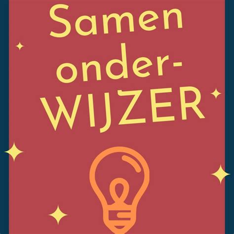 Logo van Samen onderWIJZER: wijnrode achtergrond met enkele gele sterretjes en de titel in geel. Daaronder een icoon van een oranje gloeilamp.