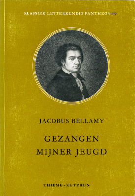 Kaft van Gezangen mijner jeugd: een eenvoudig mosgroene kaft met een getekend zwart-wit portret van de auteur.