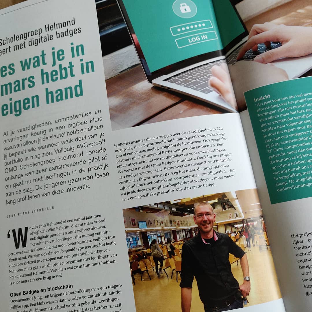 Deze maand een mooi artikel in Van12tot18 over mijn project BlockChange. #blockchain #onderwijs #innovatie #edutech