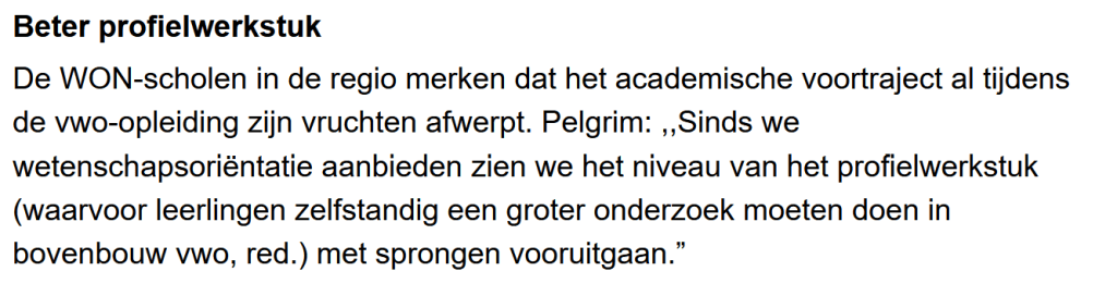 Knipsel uit het artikel over WON in het ED