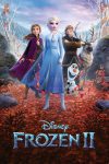 Poster van Frozen II: Elsa, Anna, Olav, Sven en Kristoff staan in een herfstig landschap.