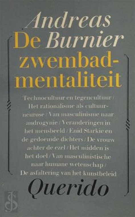 Kaft van De Zwembadmentaliteit. Grijze kaft met de titels van de hoofdstukken, de titel van het boek, auteur en uitgever op de voorkant. Geen afbeelding.