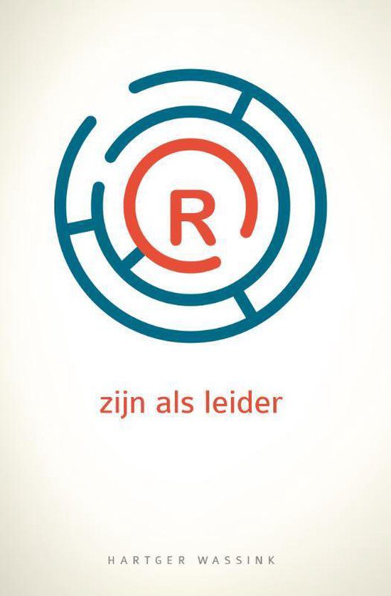 Kaft van ® zijn als leider met en R in een rond labyrinth als centrale afbeelding.