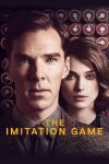 Poster van The imitation game, donkere setting met de gezichten van de twee hoofdrolspelers en op de achtergrond een deel van de machine die Turing bouwde.