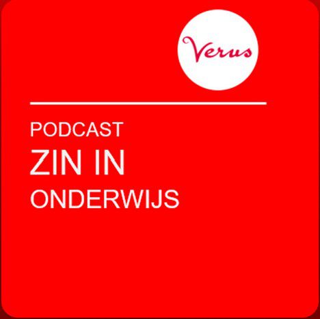 Logo van Zin in onderwijs: rode achtergrond met witte letters: titel en in een cirkel het woord Verus.