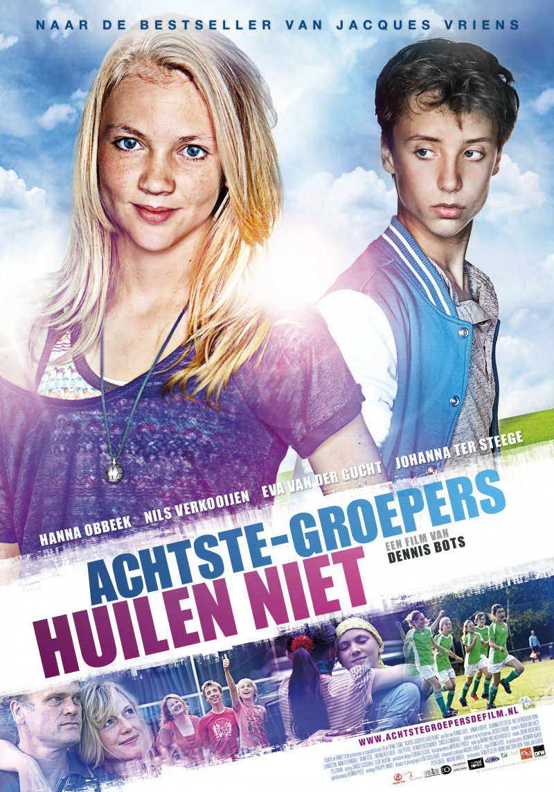 Poster van de film Achtste-groepers huilen niet waarop de twee hoofdrolspelers afgebeeld staan met daaroverheen de titel van de film.