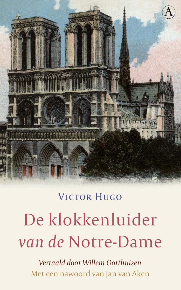 Kaft van het boek De klokkenluider van de Notre Dame van Victor Hugo met een afbeelding van de Notre Dame in Parijs.