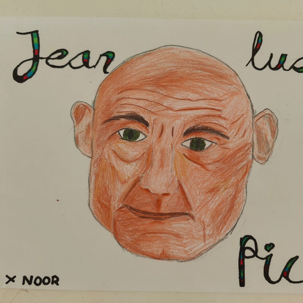 Tekening van Jean Luc Picard, gemaakt door Noor Pelgrim.